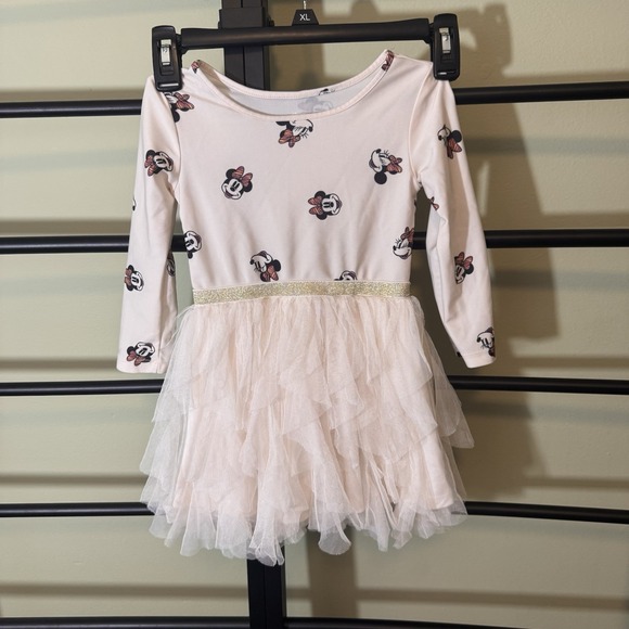 Sparkle Allure Other - Disney Minnie Mouse Tutu‎ Dress Cream With Stretch Sparkle And Ruffles Size 3T